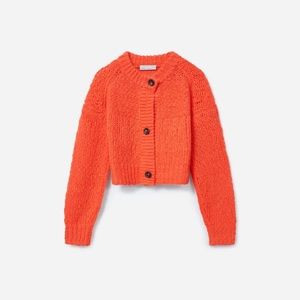 Everlane lofty knit cardigan in amber red - size medium